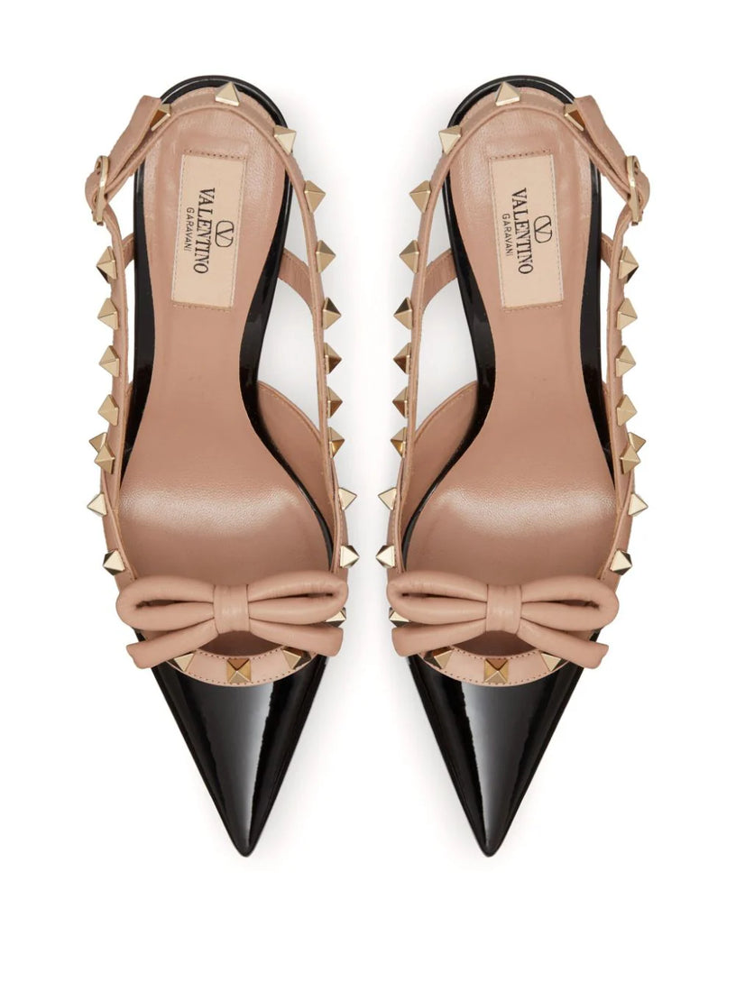 Rockstud Bow slingback pumps