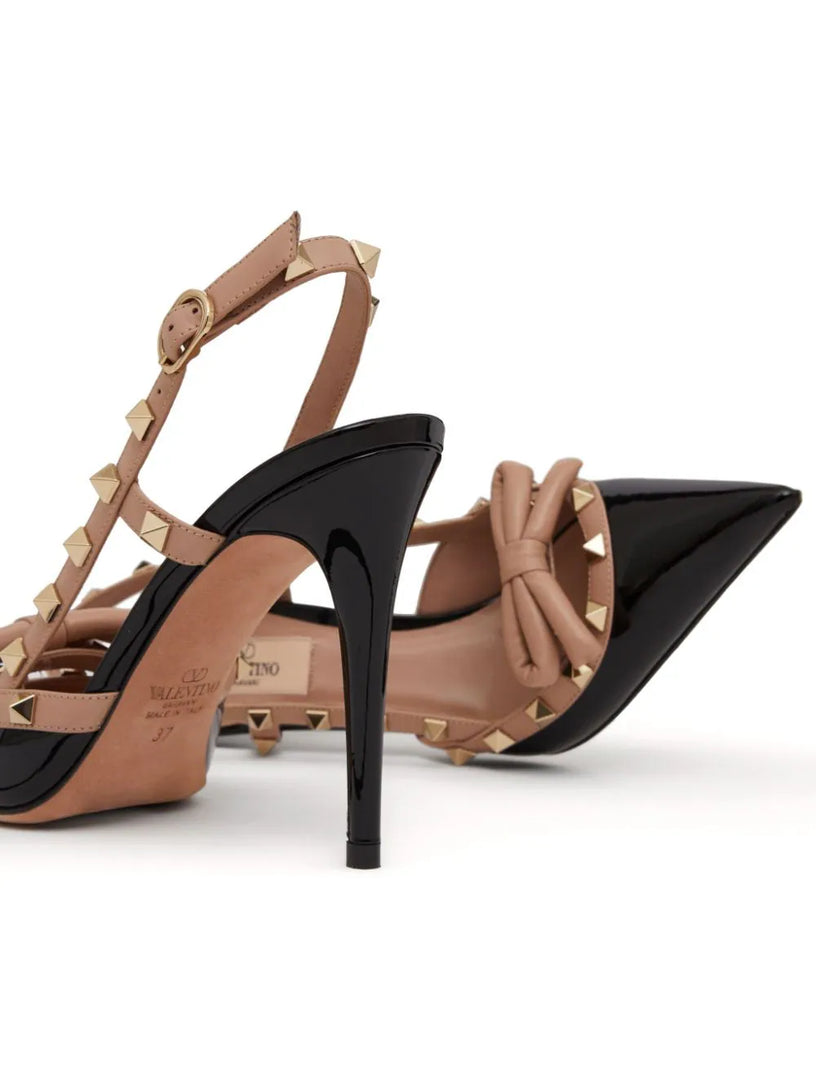 Rockstud Bow slingback pumps
