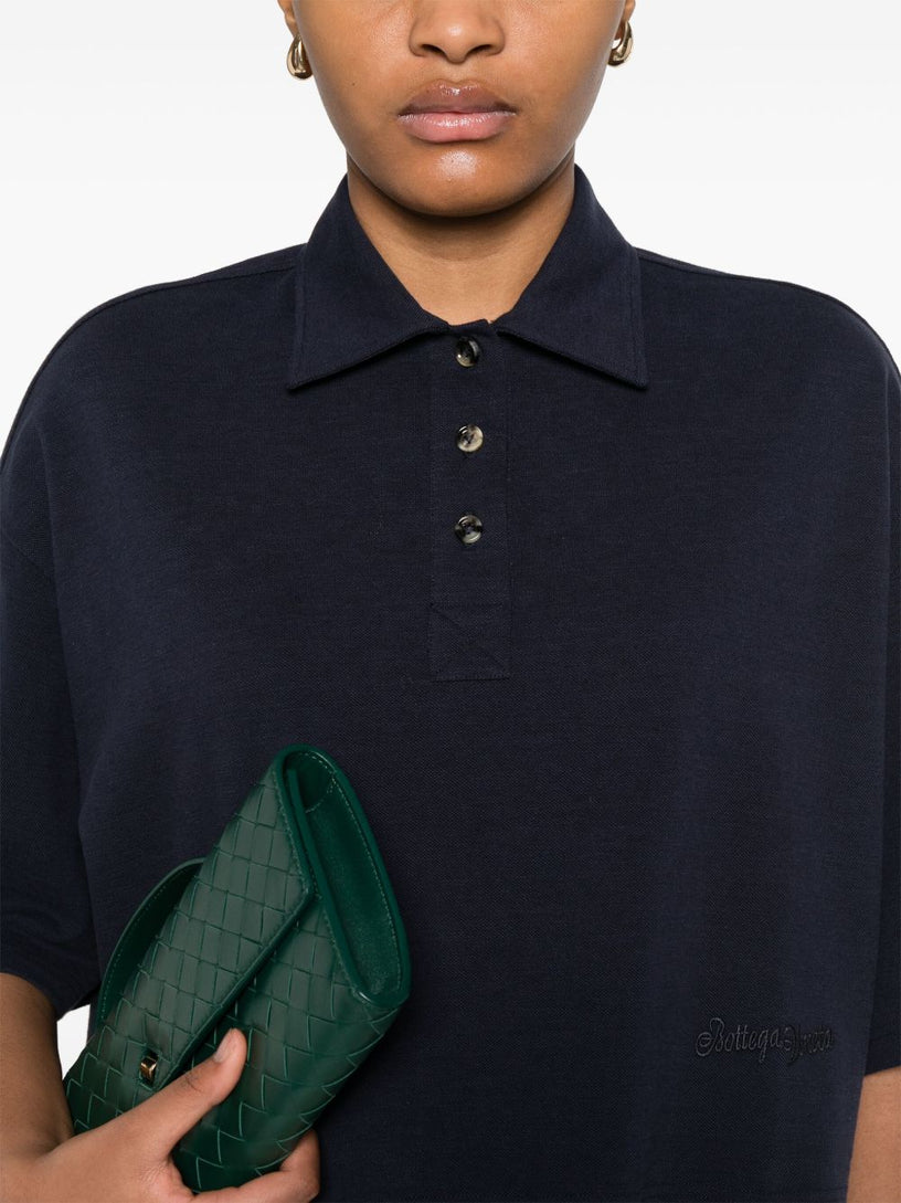 Chine cotton pique crop polo