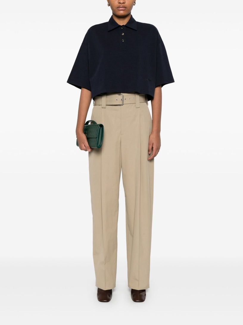 Chine cotton pique crop polo