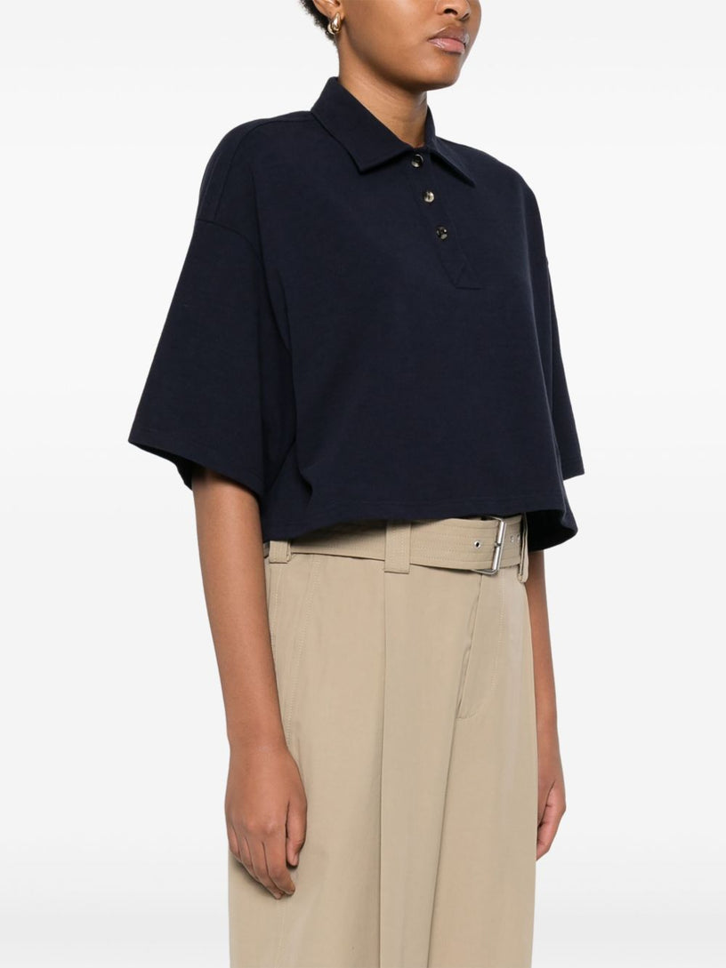 Chine cotton pique crop polo