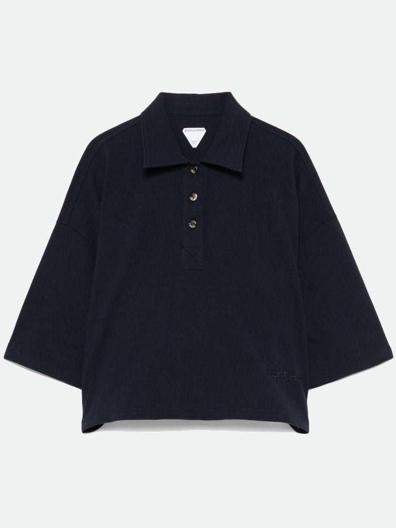 Chine cotton pique crop polo