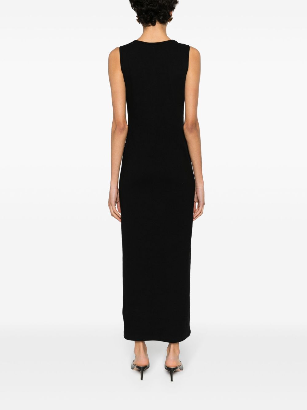 Floral-appliqué ribbed dress