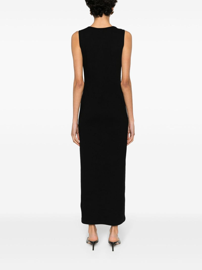 Floral-appliqué ribbed dress