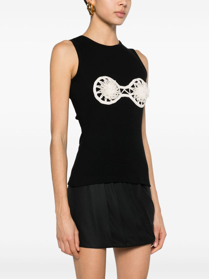Floral-appliqué tank top