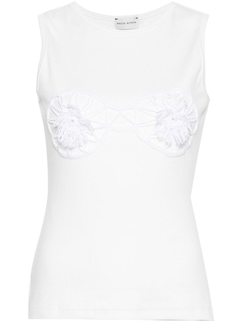 Floral-appliqué tank top