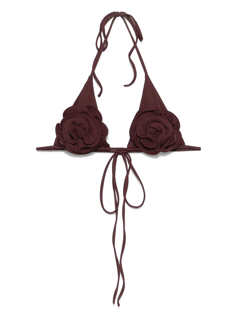 Rose triangle bikini top