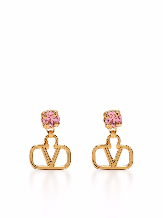 VLogo Signature Metal and Simulated Diamond Earrings