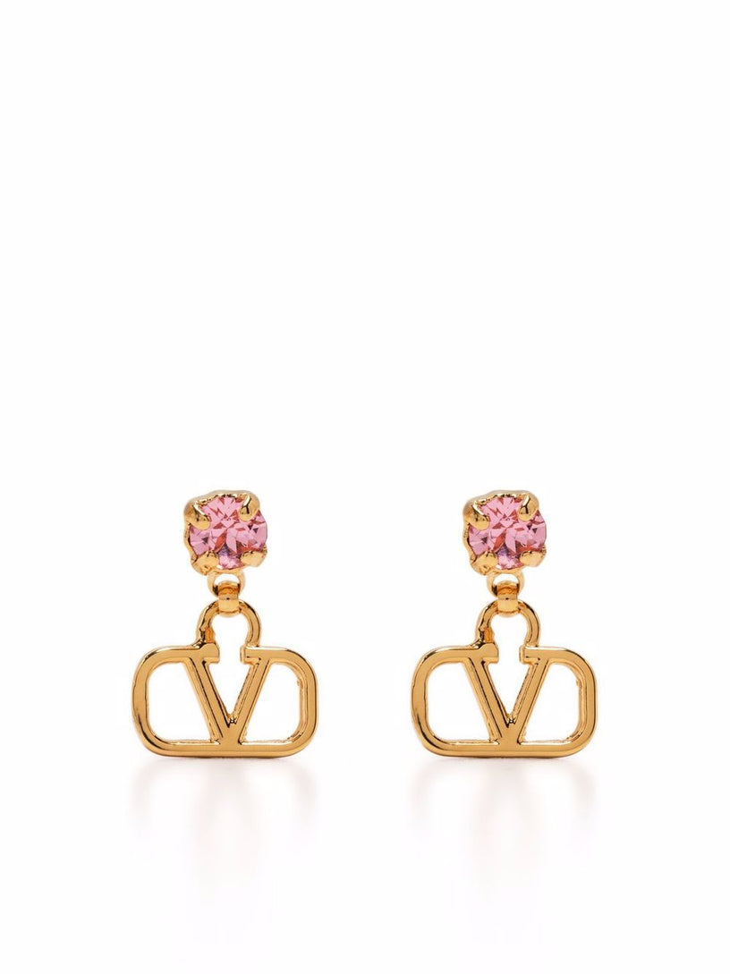 VLogo Signature Metal and Simulated Diamond Earrings