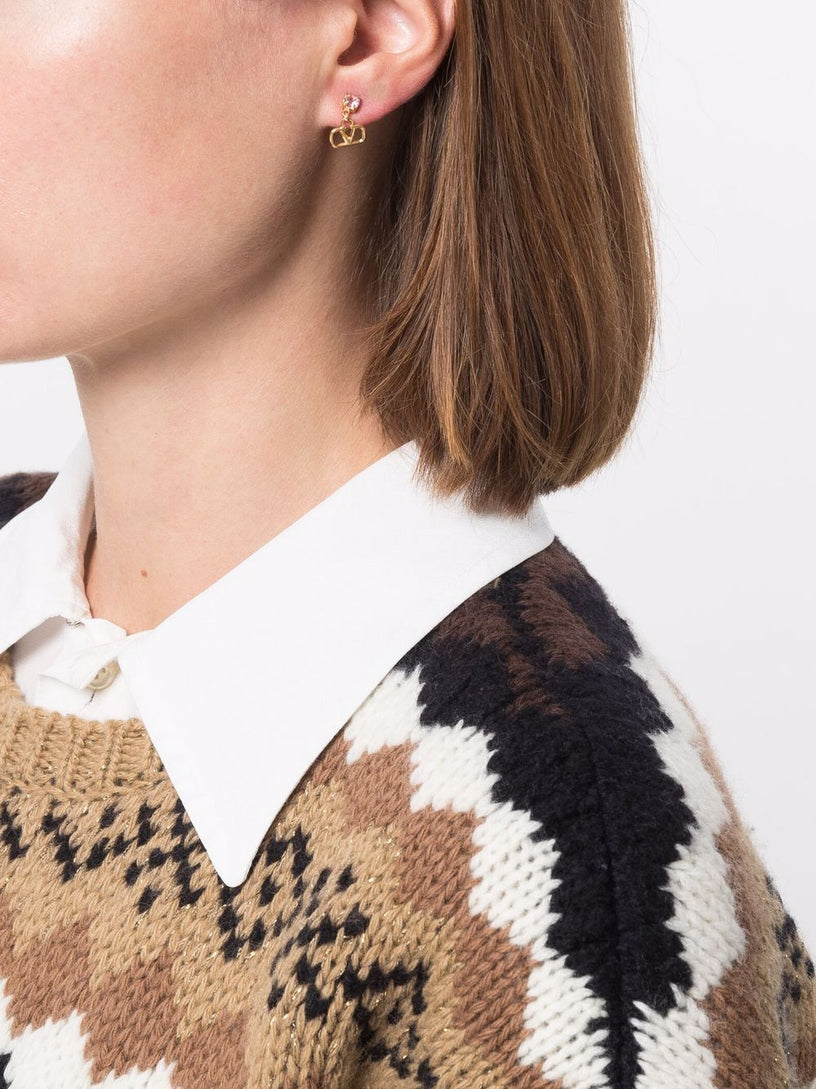 VLogo Signature Metal and Simulated Diamond Earrings