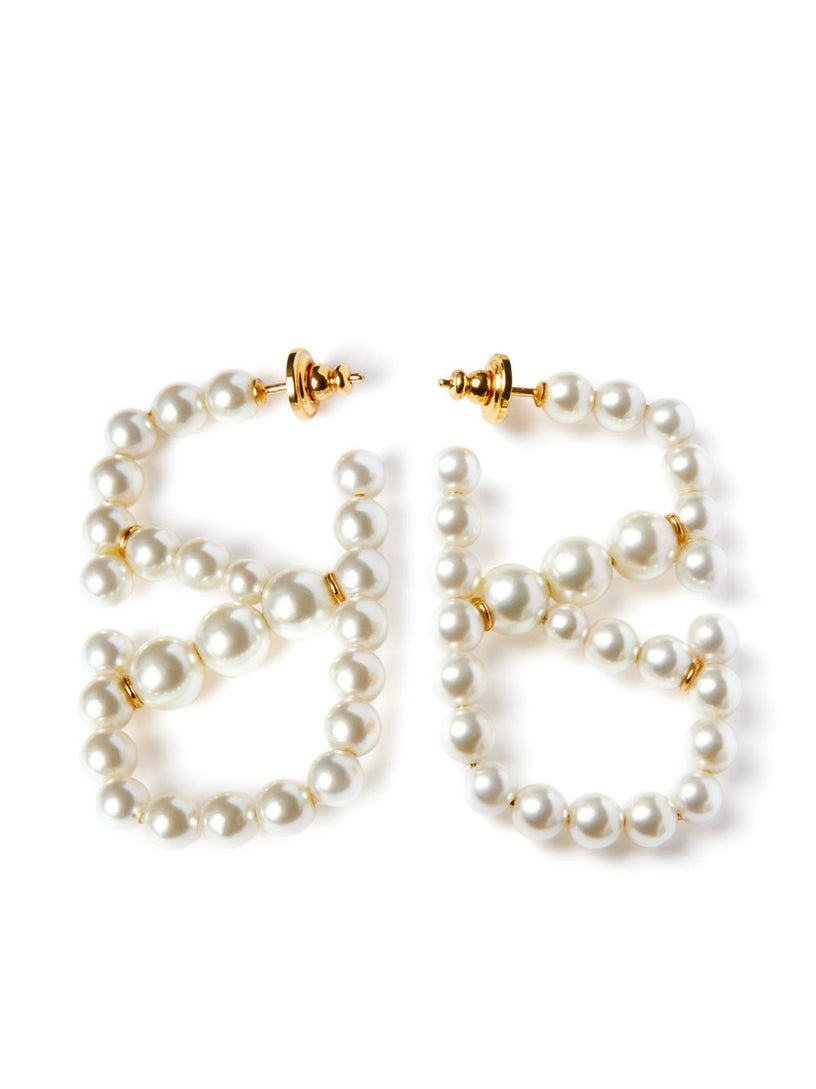 VLogo signature metal and pearl earrings