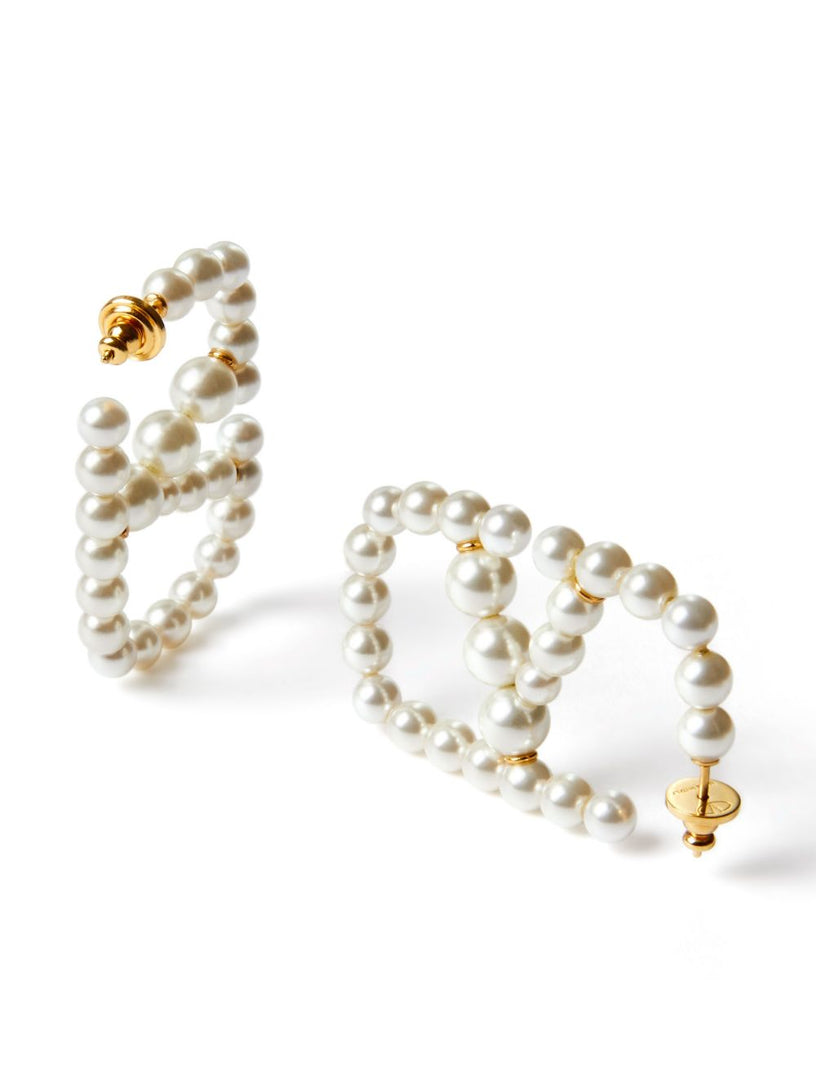 VLogo signature metal and pearl earrings