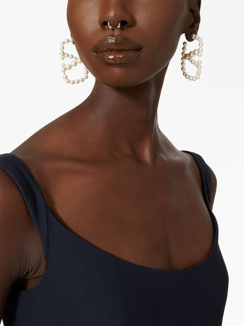 VLogo signature metal and pearl earrings