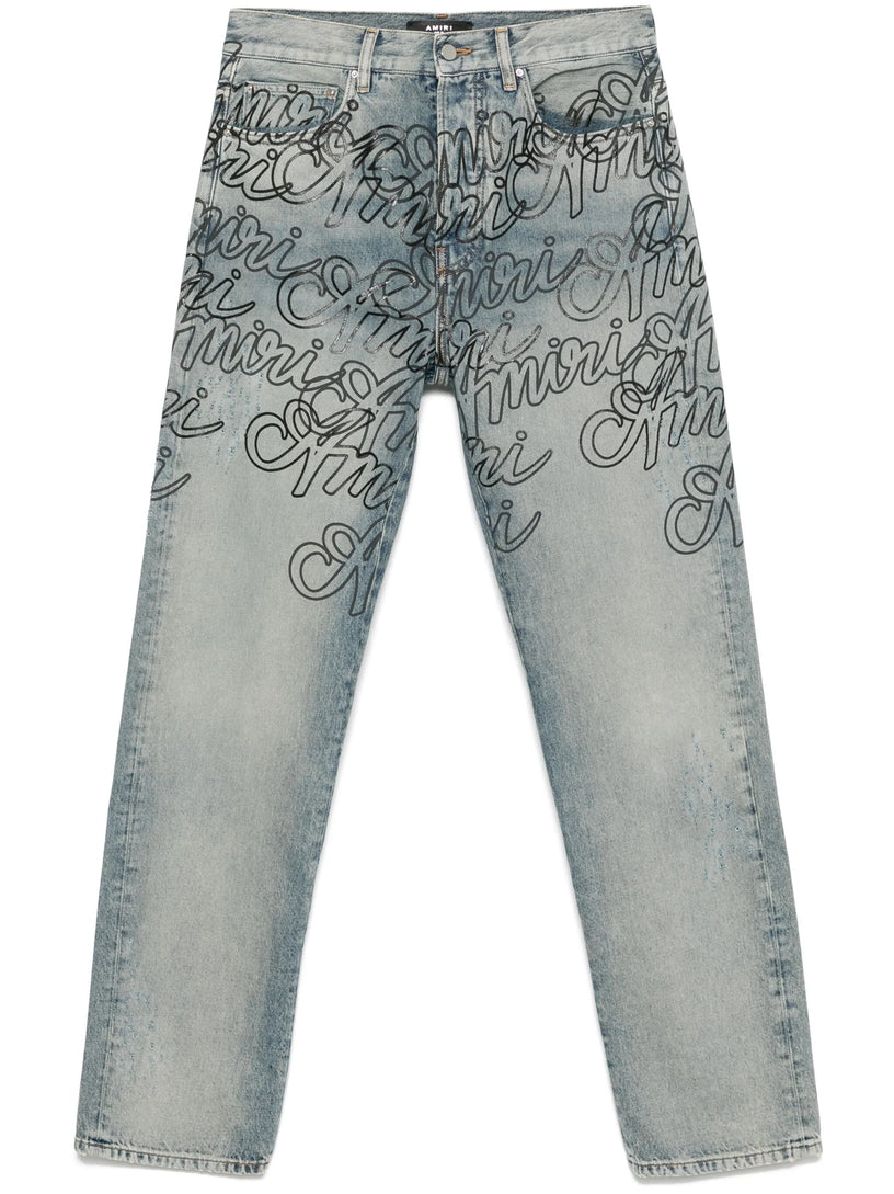 Jeans overlay Amiri script