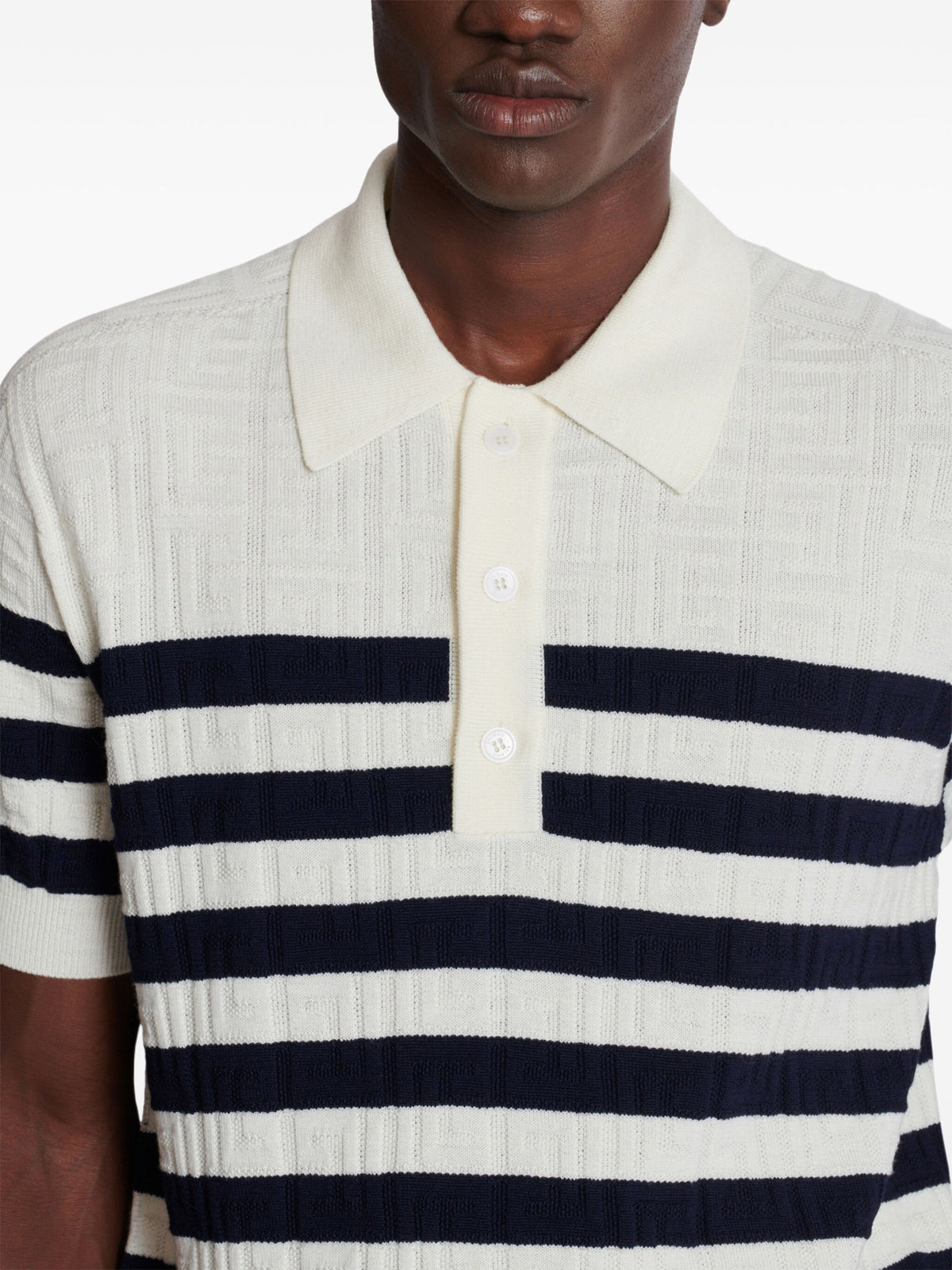 Knitted marinière polo shirt with monogram