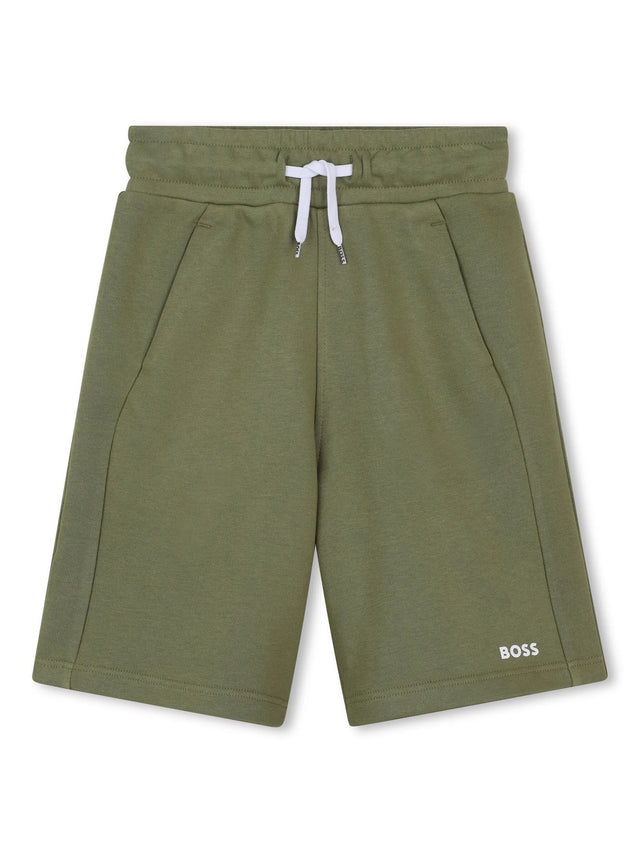 Regular fit fleece Bermuda shorts with printed logo