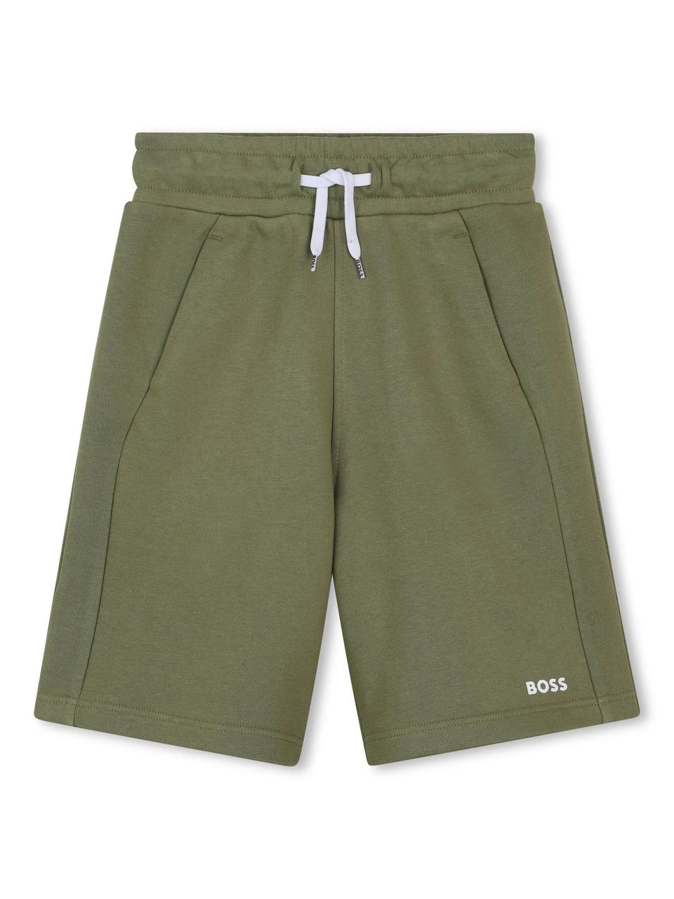 Regular fit fleece Bermuda shorts with printed logo