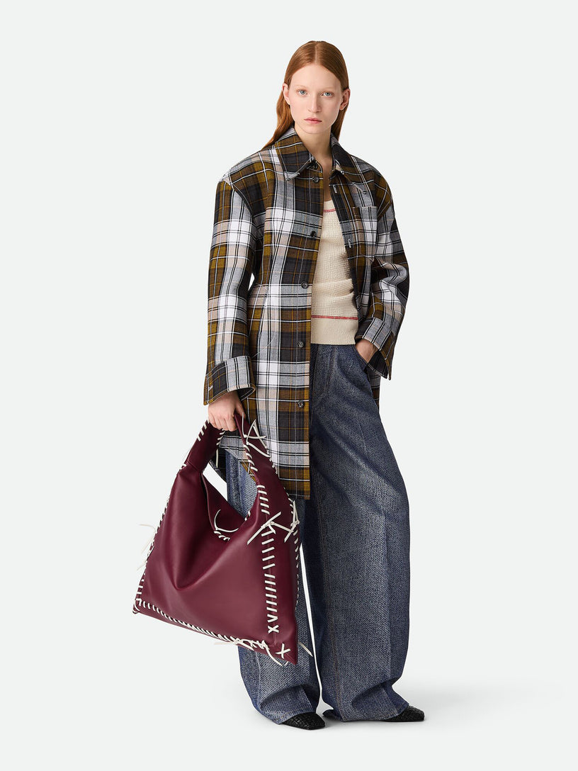 Wide-leg trousers in jacquard denim