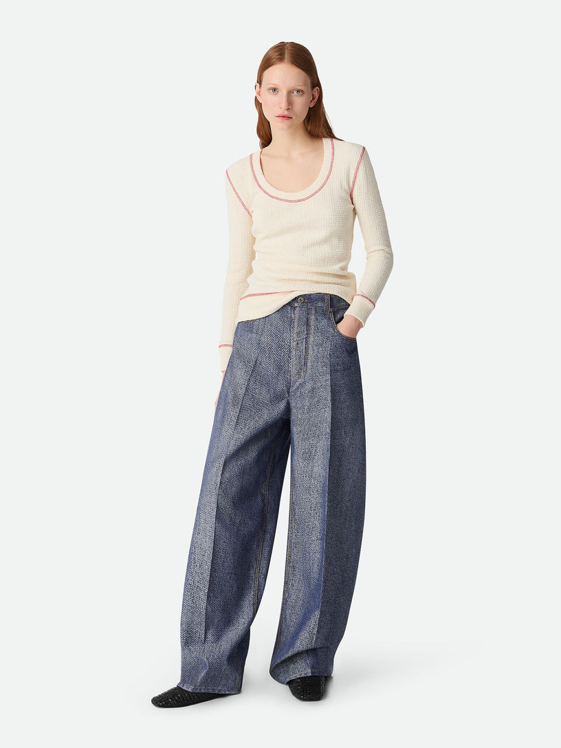 Wide-leg trousers in jacquard denim