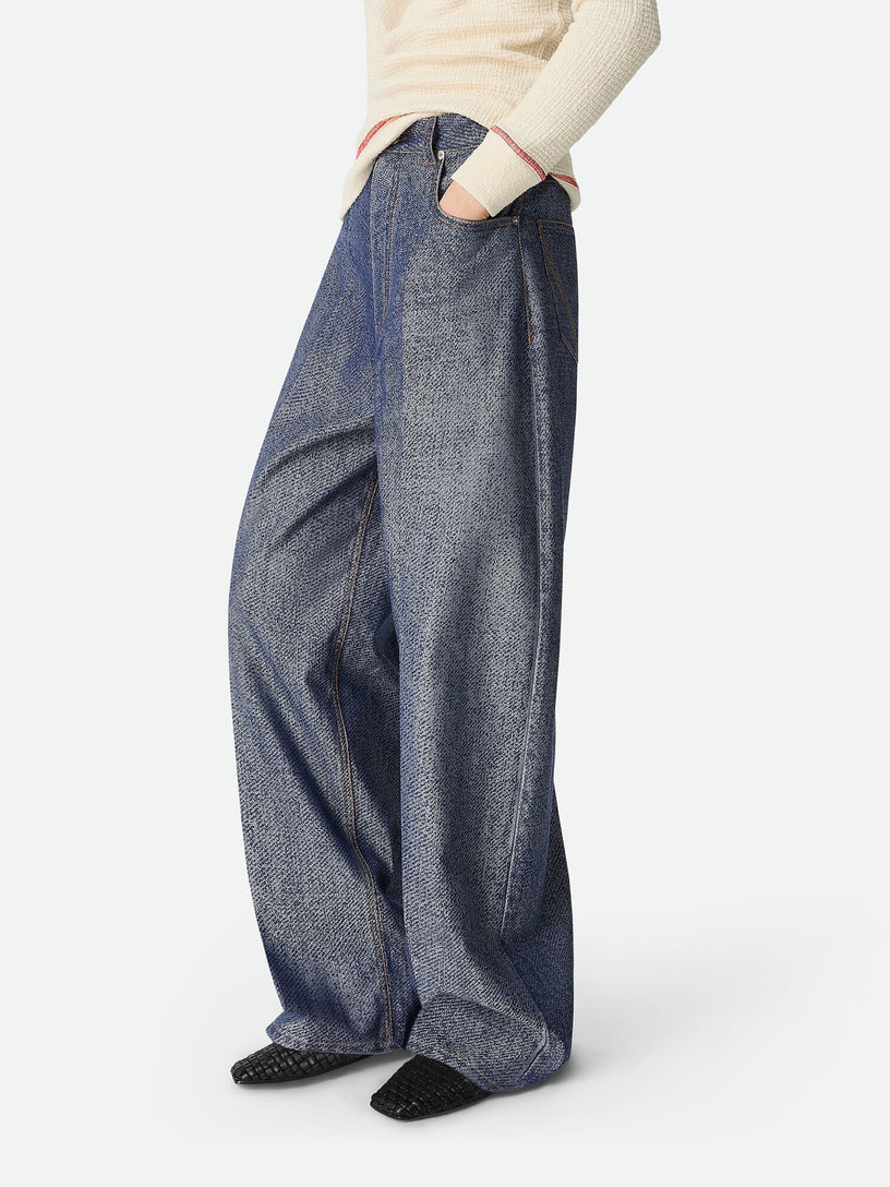 Wide-leg trousers in jacquard denim