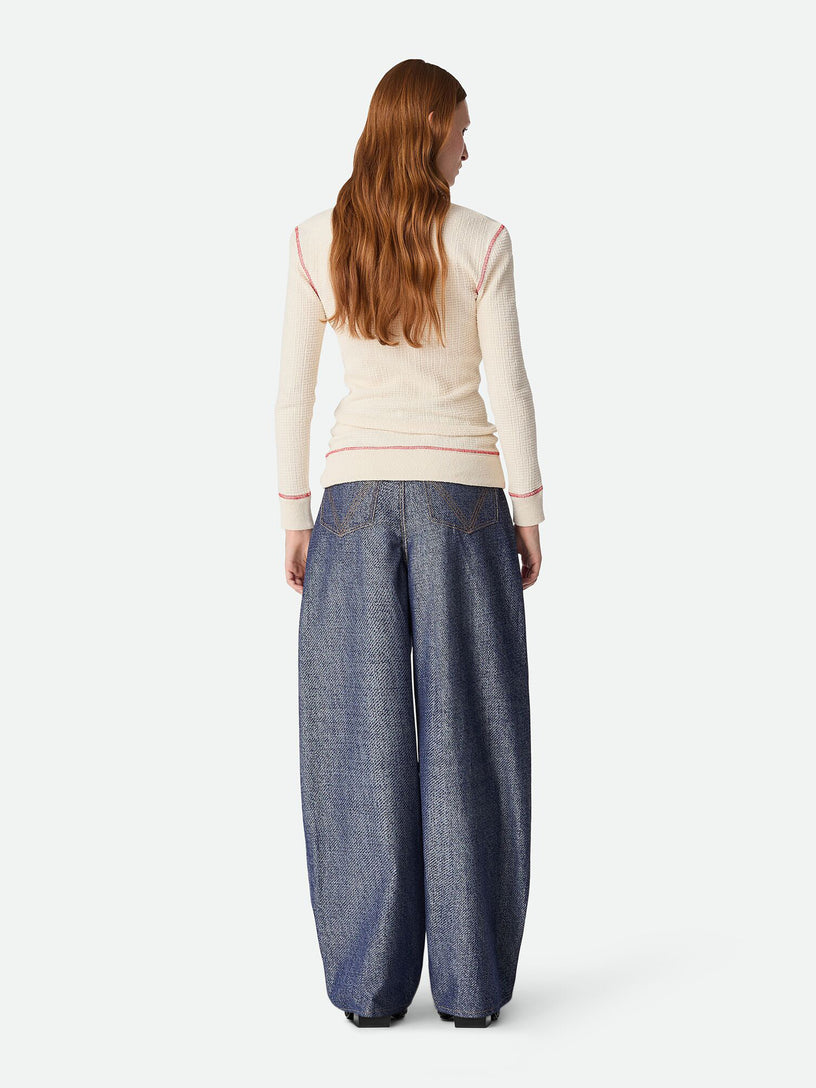 Wide-leg trousers in jacquard denim