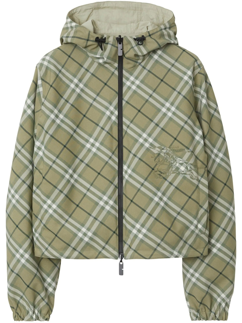 Short reversible checked jacket