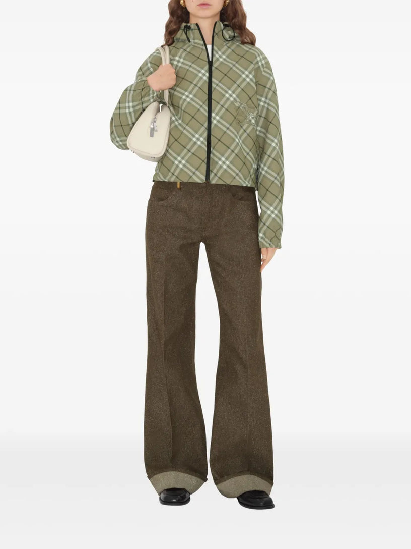 Short reversible checked jacket