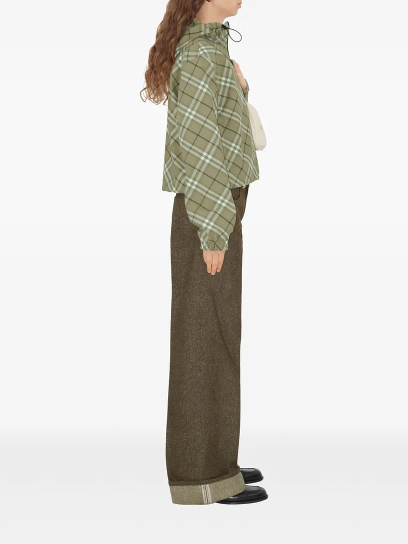 Short reversible checked jacket