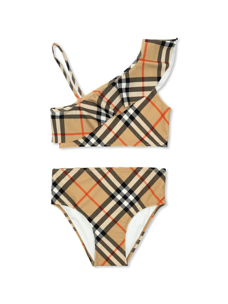 BURBERRY キッズ コントラスト チェック ストレッチナイロン ビキニ Check swim bikini Burberry Kids Beige | Grifo210