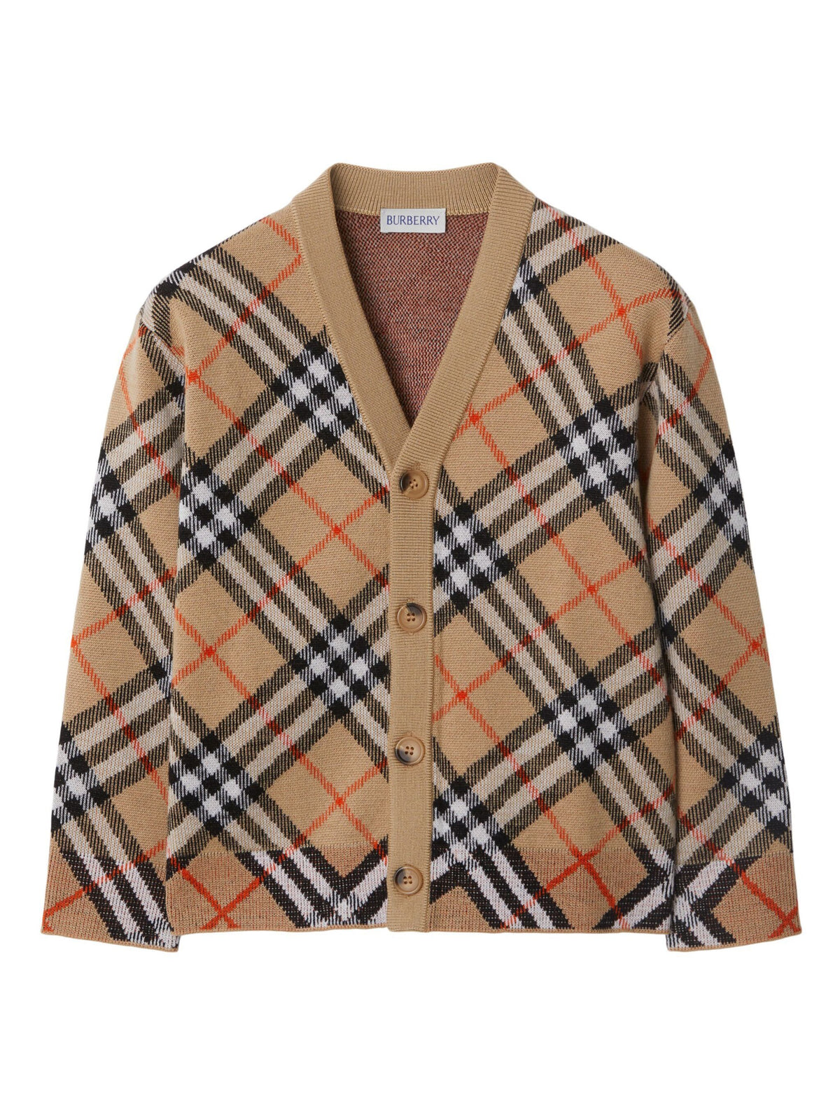 Check wool cardigan