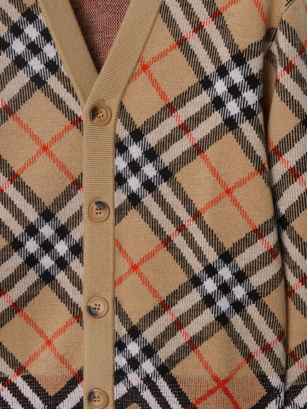 Check wool cardigan