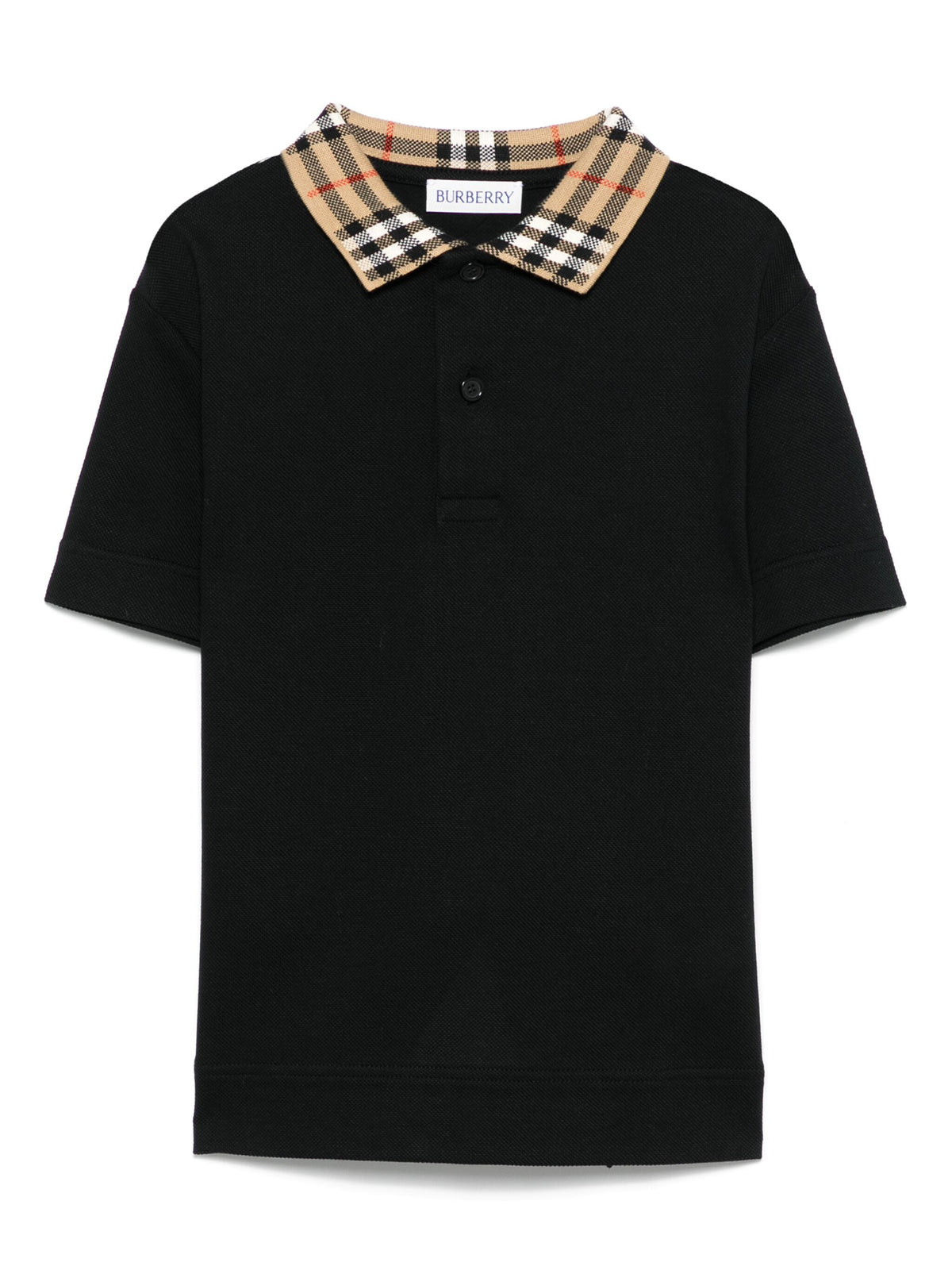 Check Collar Cotton Polo Shirt