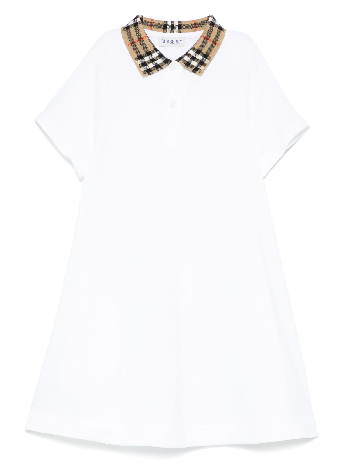Polo-style dress in cotton with check collar
