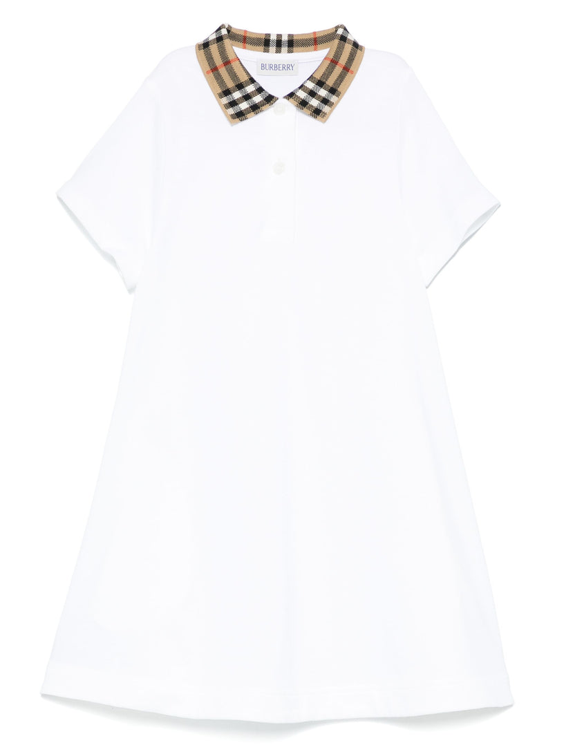 Polo-style dress in cotton with check collar