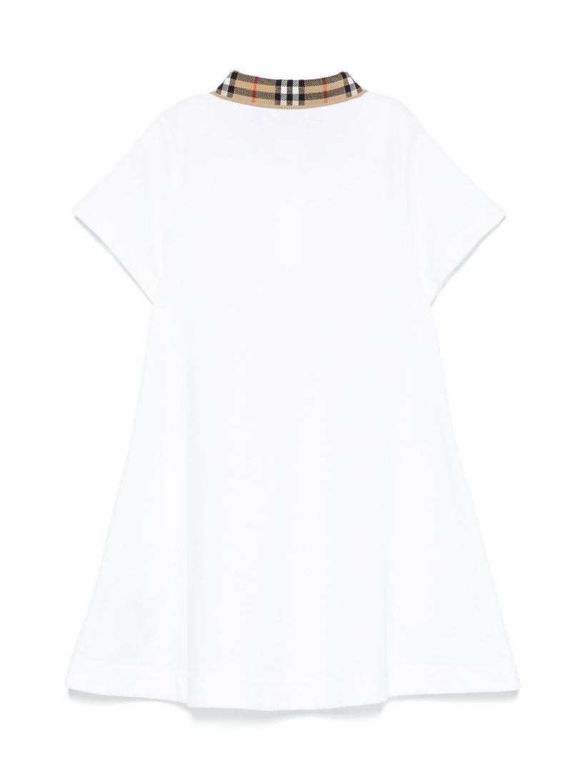 Polo-style dress in cotton with check collar