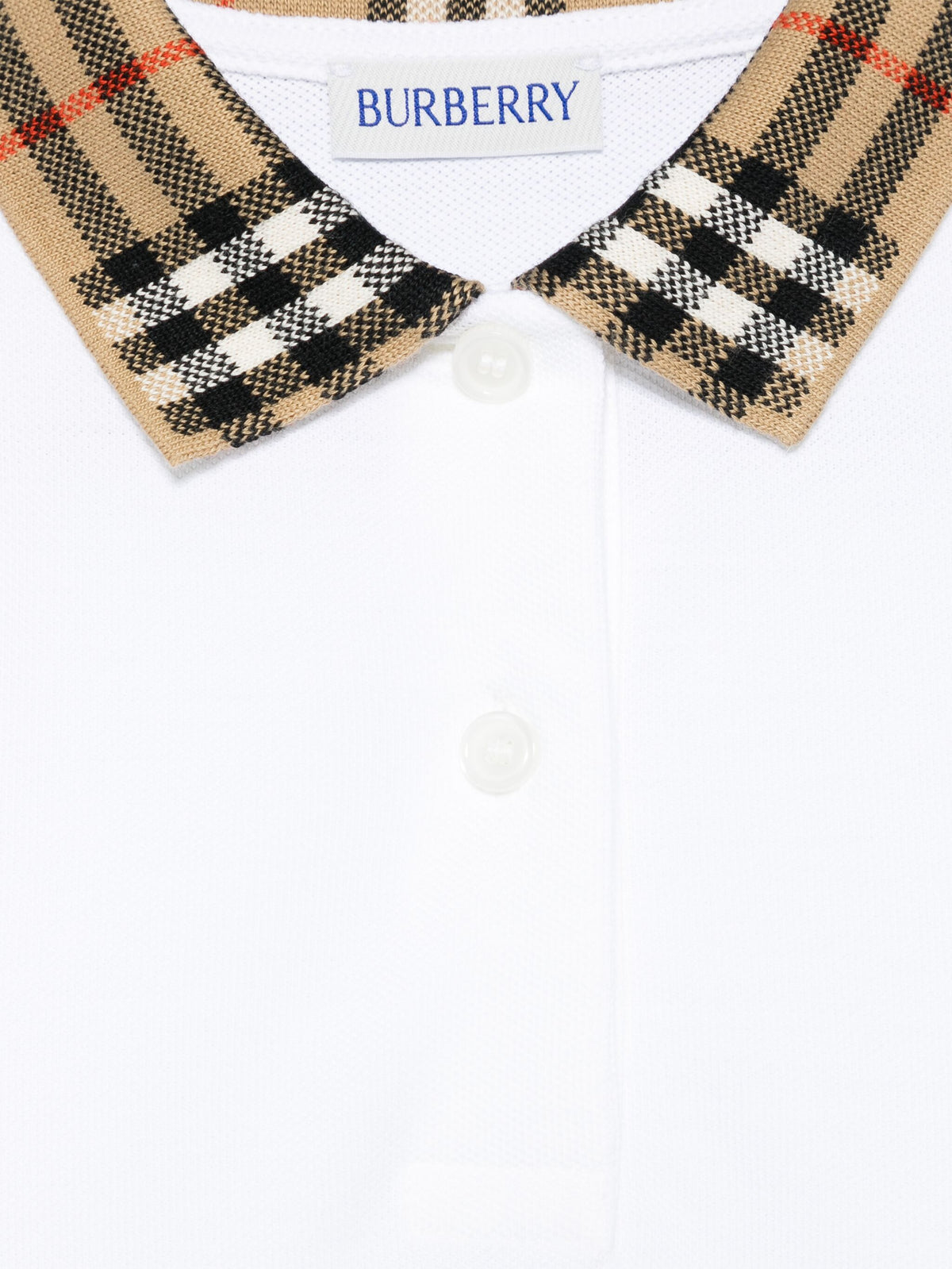 Polo-style dress in cotton with check collar