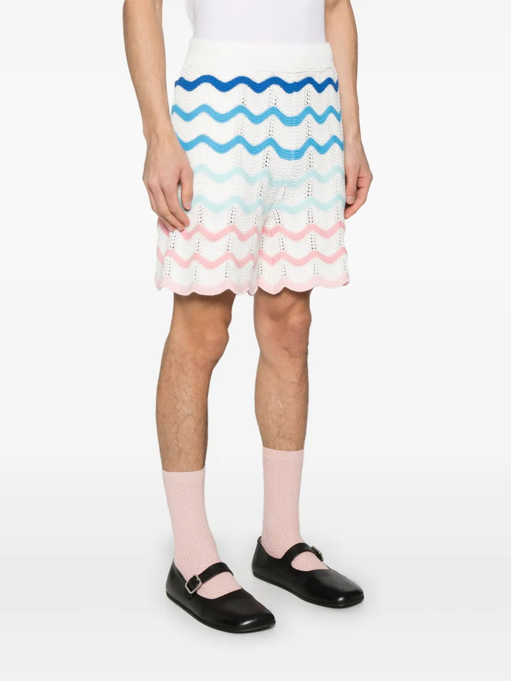 Crochet shorts with shaded waves