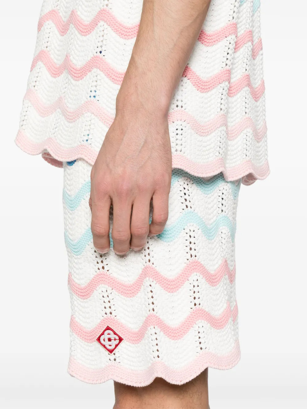 Crochet shorts with shaded waves