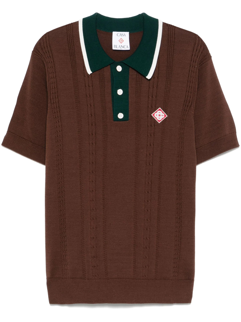 Cable Knit Oversized Polo Shirt