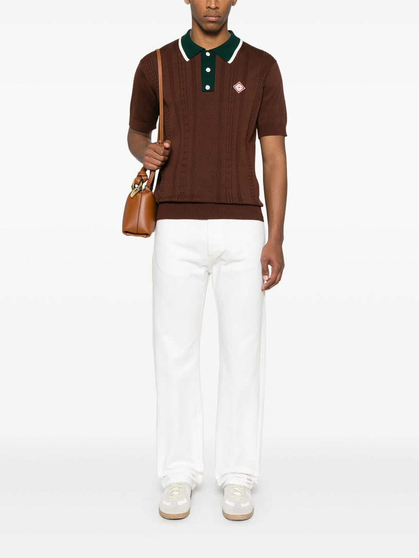Cable Knit Oversized Polo Shirt