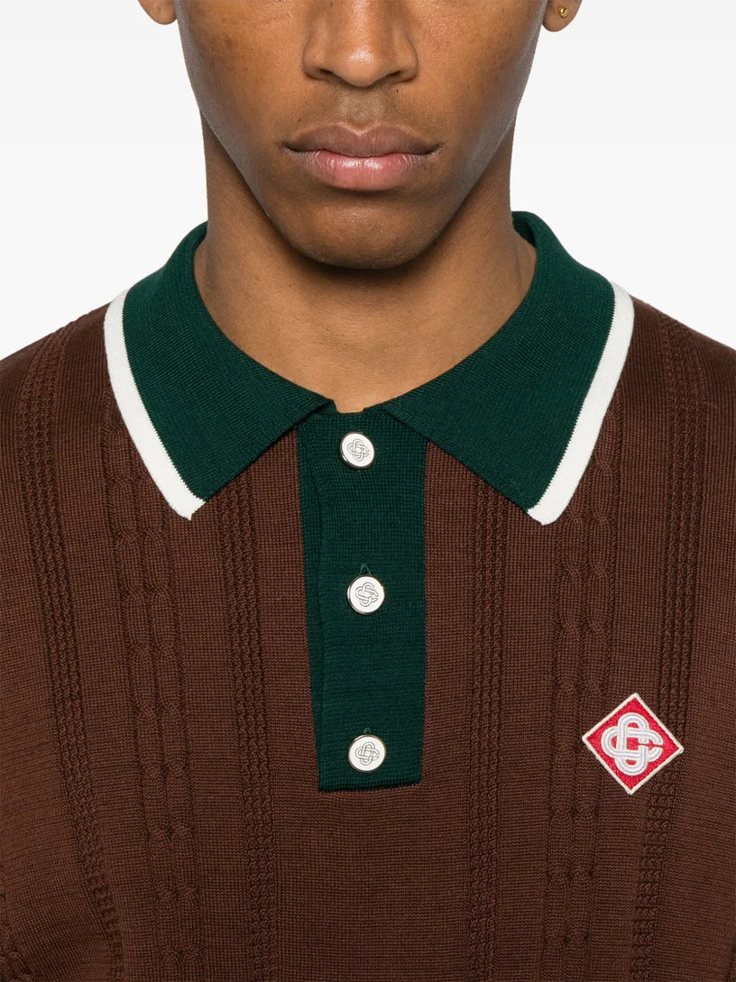 Cable Knit Oversized Polo Shirt