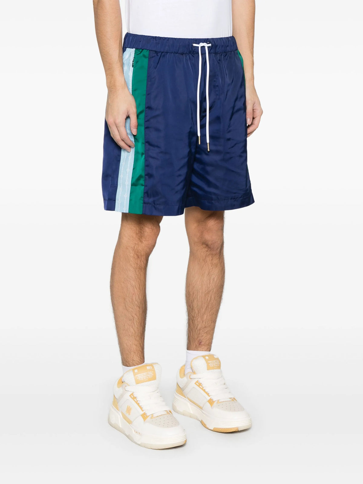 Pleated nylon sports shorts