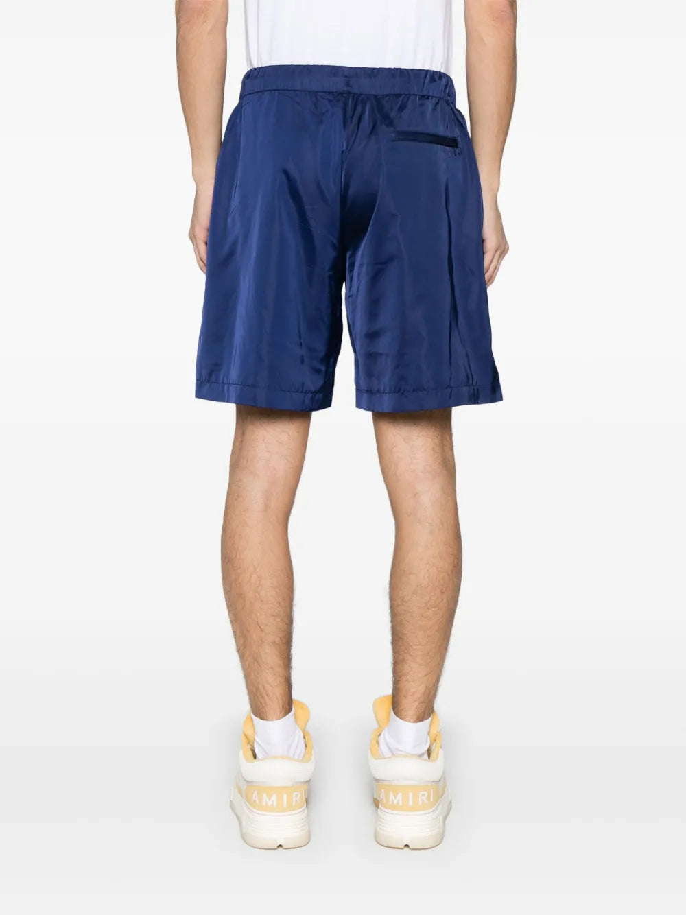 Pleated nylon sports shorts