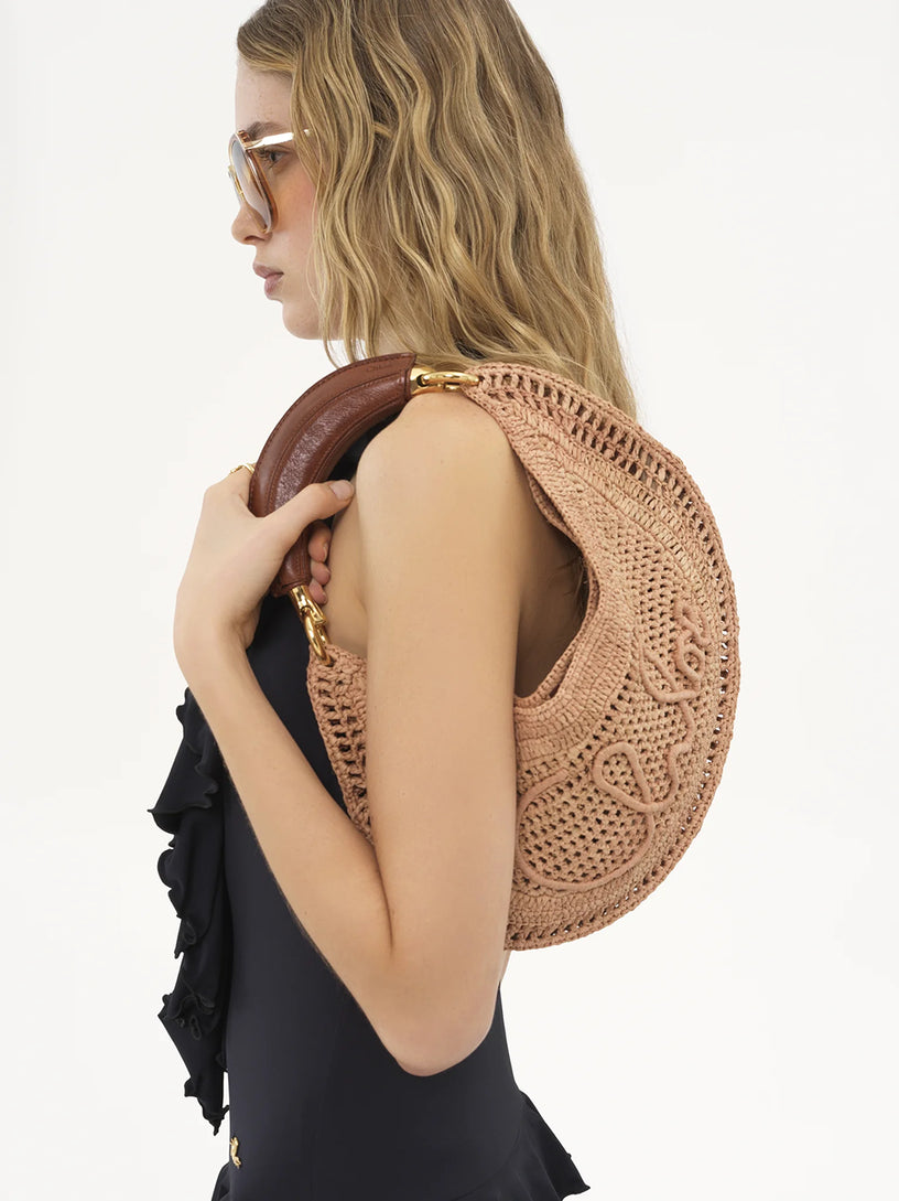 Summer banana raffia hobo bag