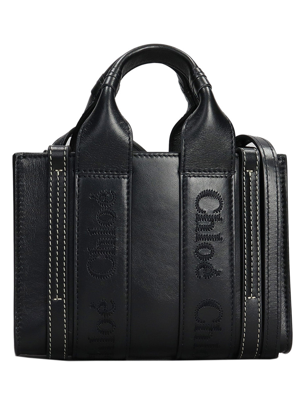 Mini Woody tote bag in soft leather