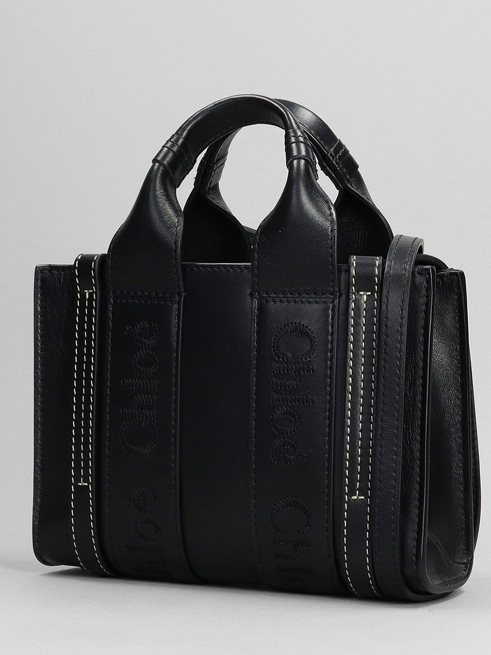 Mini Woody tote bag in soft leather