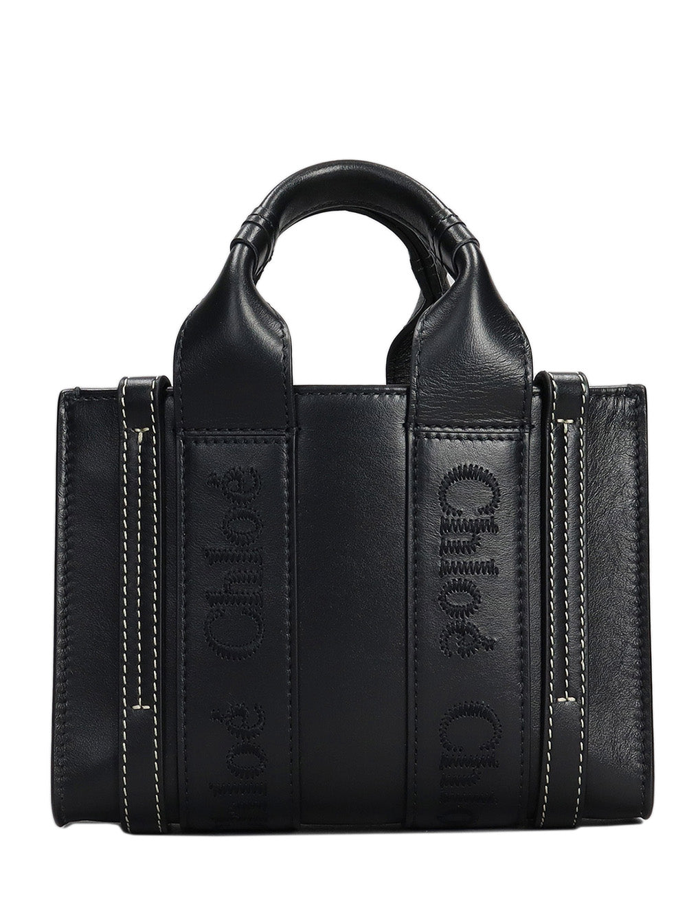Mini Woody tote bag in soft leather