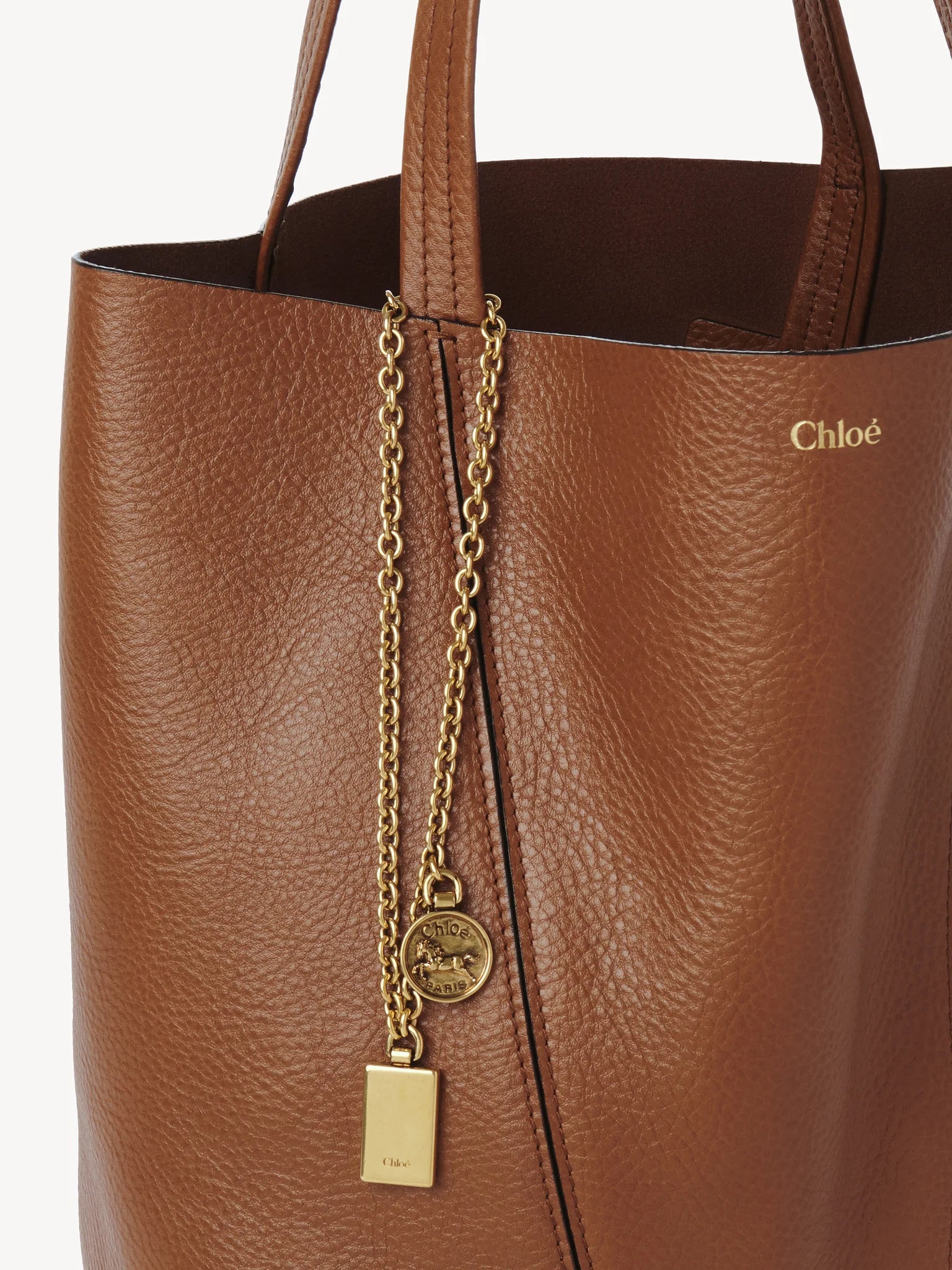 Chloé spin tote bag in grained leather Chloé Marrone | Grifo210