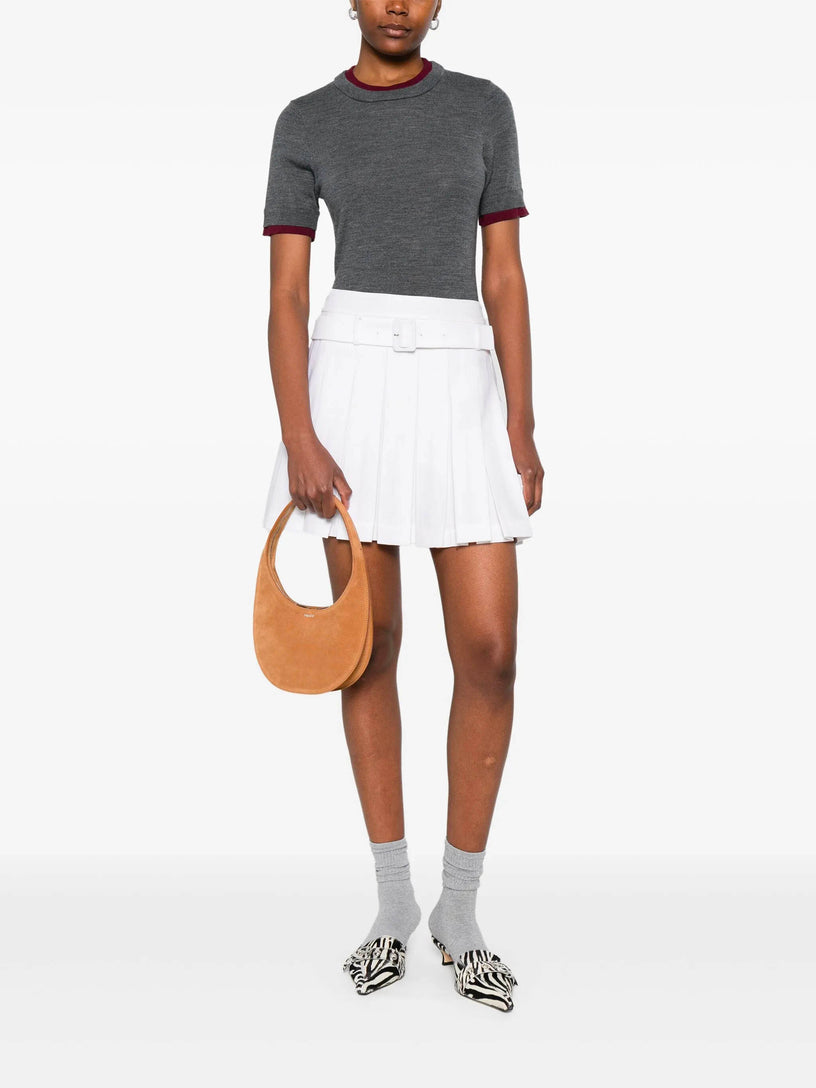 Suede double mini swipe bag