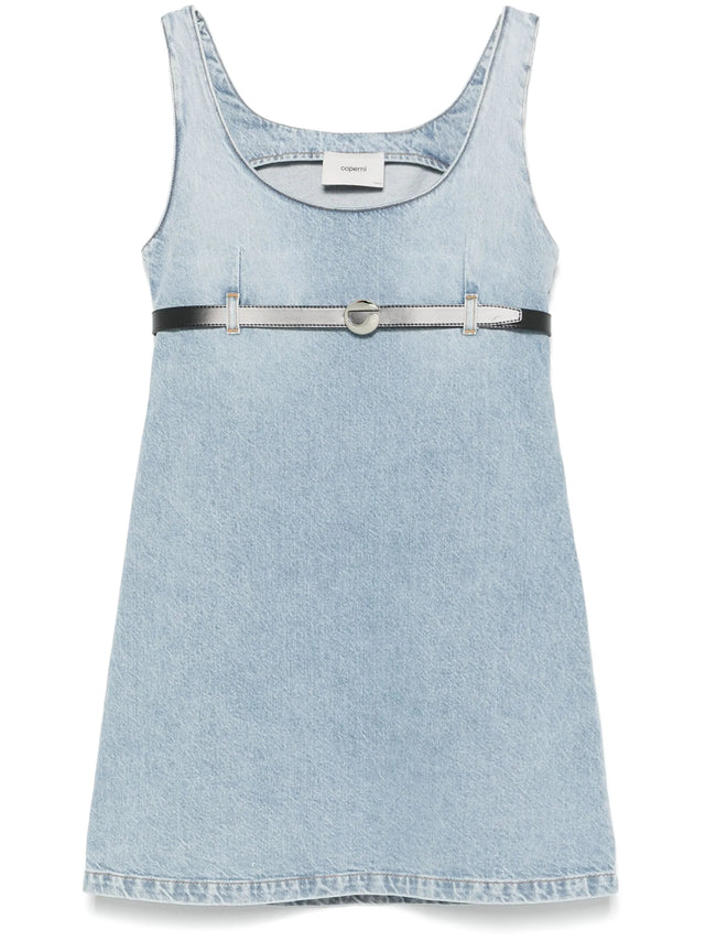 Belted denim mini dress